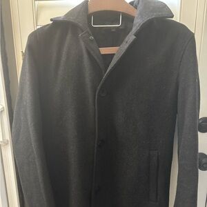 Kenneth Cole Charcoal Trench Coat woman’s large heavy lined‎ wool